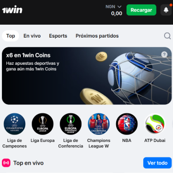 Página principal de 1win con sección Deportes y acceso a apuestas deportivas en vivo