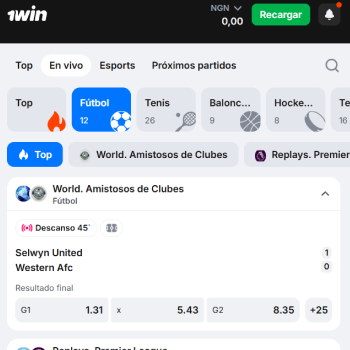 Sección Fútbol en 1win con lista de partidos y cuotas para apuestas deportivas