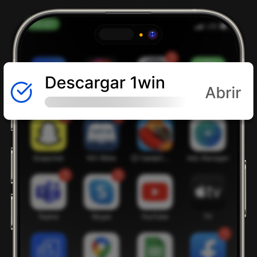 Notificación Descargar 1win en Android con opción Abrir tras completar la descarga
