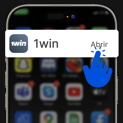 Pantalla del smartphone mostrando la app 1win lista para abrir después de instalar