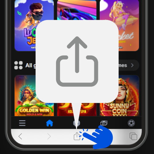 Menú compartir en Safari con icono para añadir 1win a la pantalla de inicio en iPhone