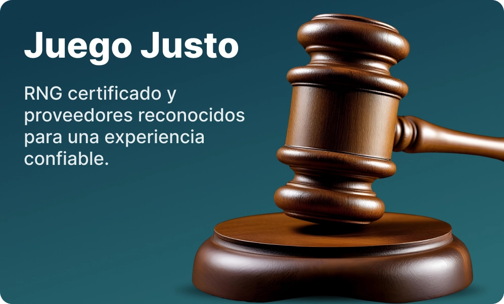 Juego Justo 1win con mazo de juez y fondo verde azulado profesional