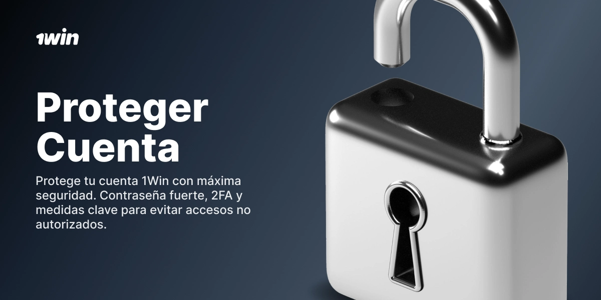 Proteger cuenta 1win con candado negro y grifo metálico en fondo oscuro