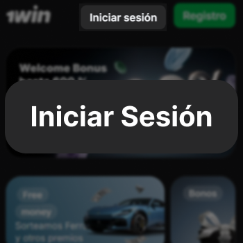 Botón Iniciar sesión en 1win sobre pantalla principal con fondo oscuro de casino